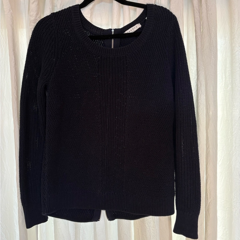 Sandro Navy Crew Neck Sweater